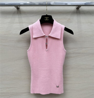 Chanel polo collar waist knitted small vest replica clothes
