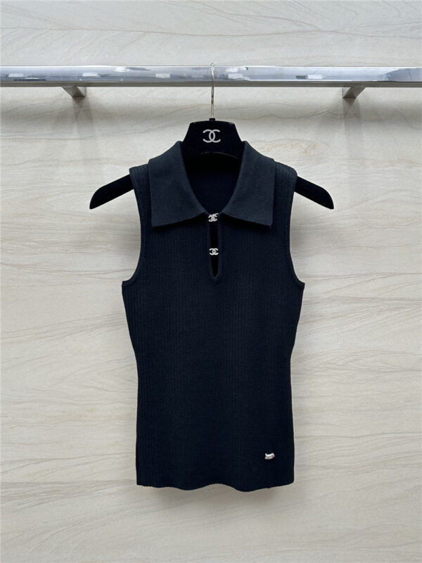 Chanel polo collar waist knitted small vest replica clothes