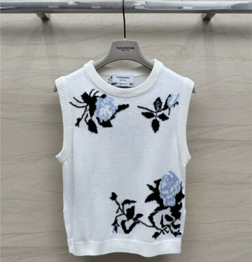 THOM BROWNe floral intarsia knitted vest replica clothing