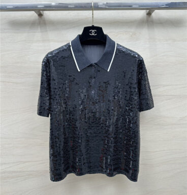 BC sequined silk wool polo top replica d&g clothing