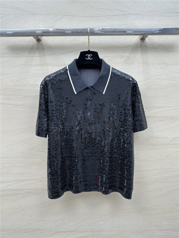 BC sequined silk wool polo top replica d&g clothing