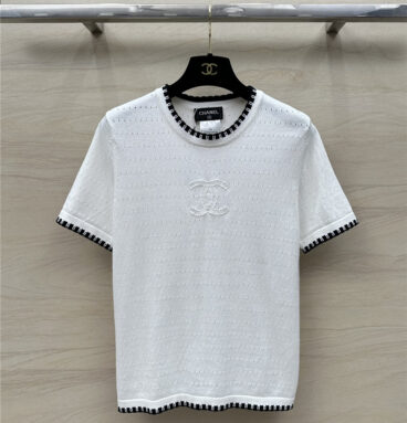 Chanel contrast trim knit short-sleeved top replica clothing