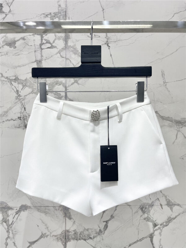 YSL acetate satin diamond button shorts replica clothing