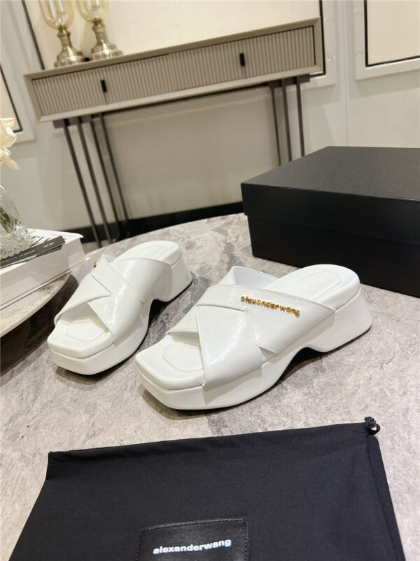 alexander wang logo flat slides replica shoes