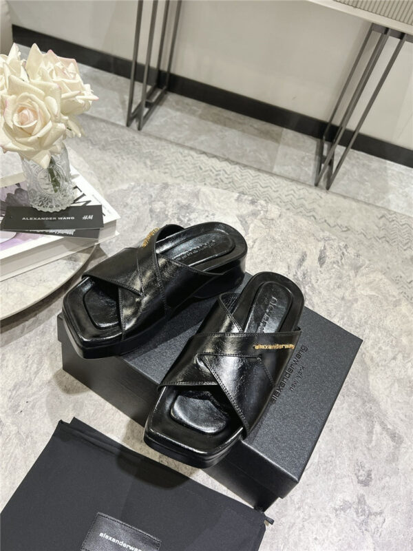 alexander wang logo flat slides replica shoes