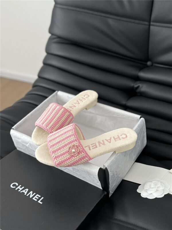 Chanel camellia woven slippers replica shoes