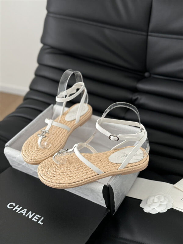 Chanel vintage straw sandals replica designer shoes