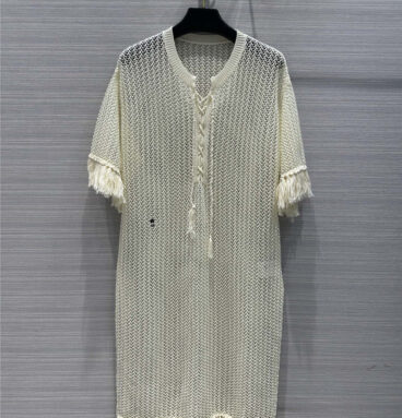 dior hollow crochet knitted cardigan dress replica clothes