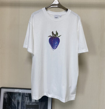 Burberry blue strawberry print short sleeve T-shirt replica clothing
