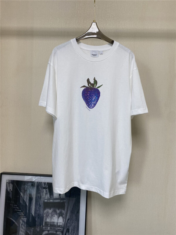Burberry blue strawberry print short sleeve T-shirt replica clothing