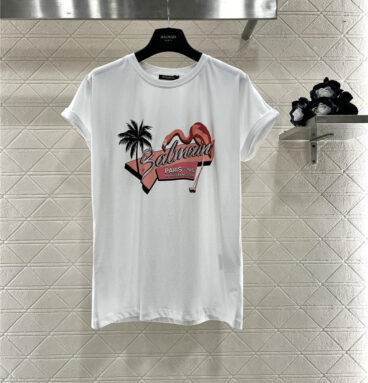 Balmain red-crowned crane print T-shirt replica designer clothes