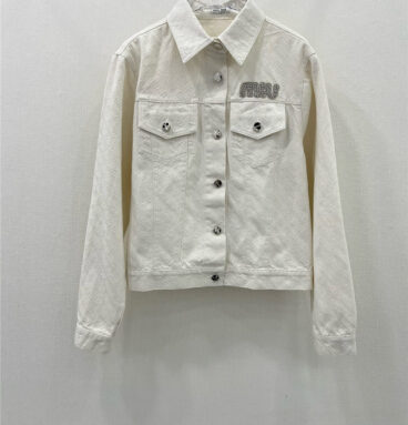 miumiu jacquard pattern denim jacket replica d&g clothing