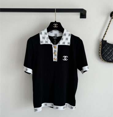 Chanel contrast color lapel knitted short sleeves replica clothes