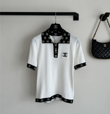 Chanel contrast color lapel knitted short sleeves replica clothes