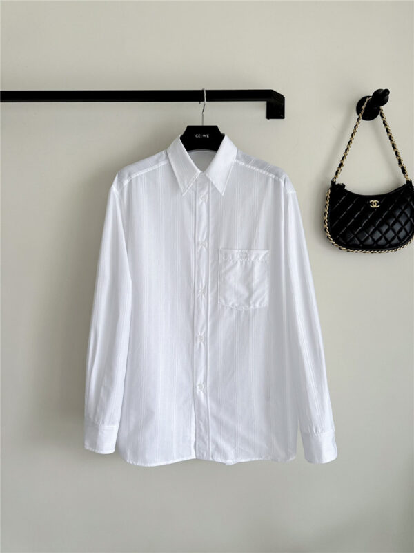 celine jacquard white striped shirt cheap replica designer clothes