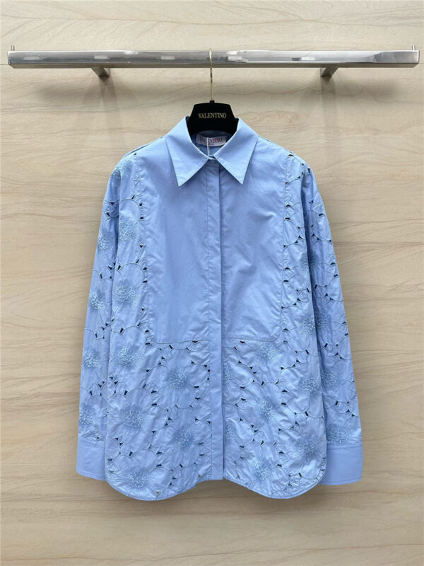 valentino 3D flower embroidery hollow shirt replica clothing