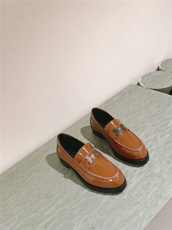 Hermès British style H buckle loafers replica designer shoes