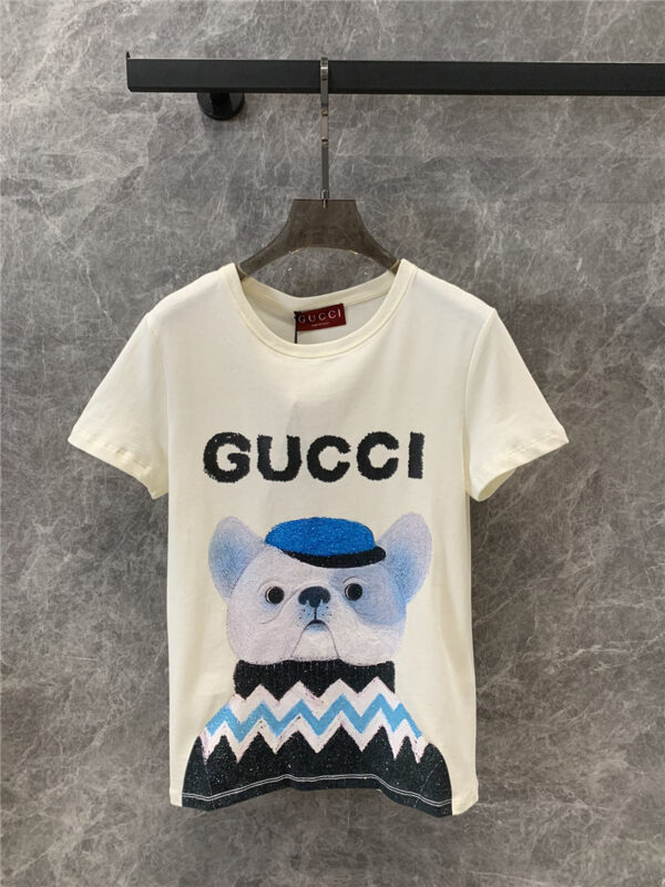 gucci cartoon dog fun print short sleeve T-shirt replica clothing