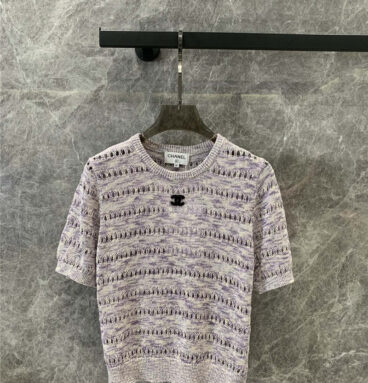 Chanel all-match hollow short-sleeved knitted top replica clothes
