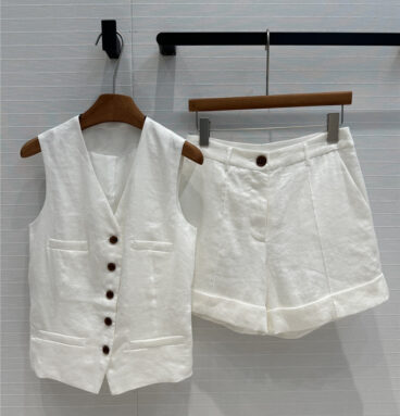 BC white cotton and linen vest suit replica d&g clothing