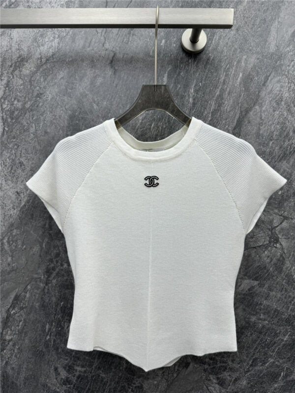 Chanel static logo knit top replica clothing sites