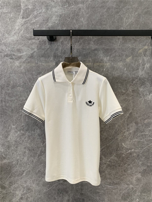 Dior ribbed contrast lapel short-sleeved Polo top replica clothes