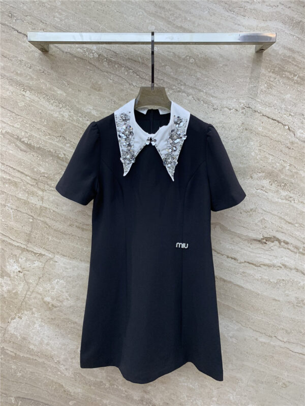 miumiu lapel short-sleeved dress replica clothing sites