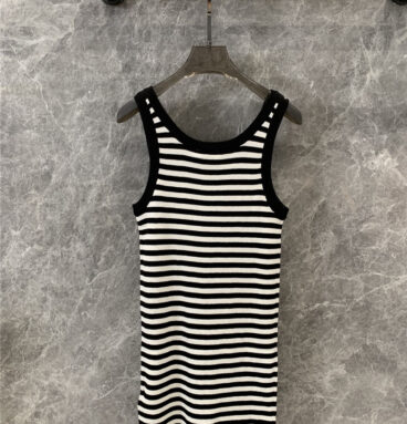 celine black and white striped knitted vest dress replica clothes