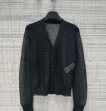 Dior hollow black and silver mohair small cardigan