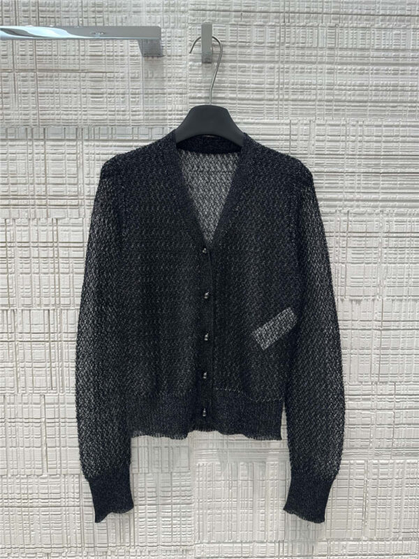 Dior hollow black and silver mohair small cardigan