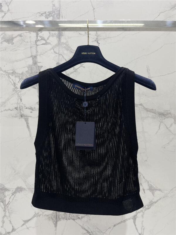 louis vuitton LV hollow chain sleeveless knitted vest replica clothing