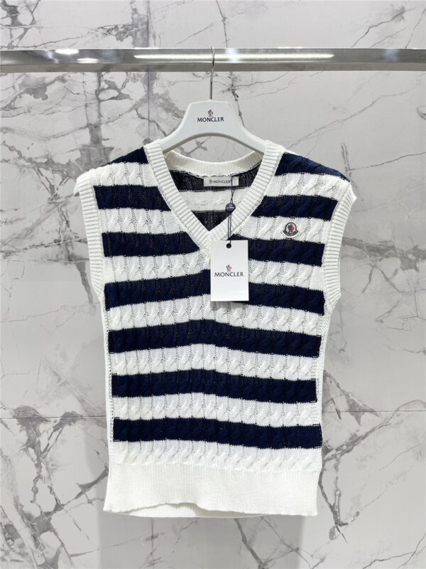 moncler V-neck striped contrast knitted vest replica clothes