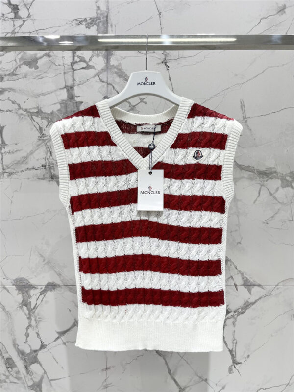 moncler V-neck striped contrast knitted vest replica clothes