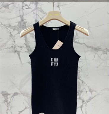 miumiu letter jacquard design ribbed vest replica d&g clothing