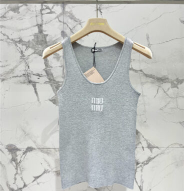 miumiu letter jacquard design ribbed vest replica d&g clothing