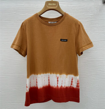 miumiu tie-dyed gradient casual short-sleeved T-shirt replica clothes