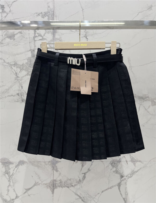 miumiu classic letter jacquard pleated skirt replica d&g clothing