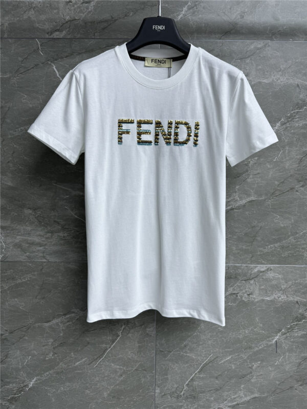 Fendi sequined letter T-shirt replicas clothes