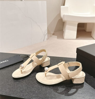 Chanel pearl button classic thong sandals margiela replica shoes