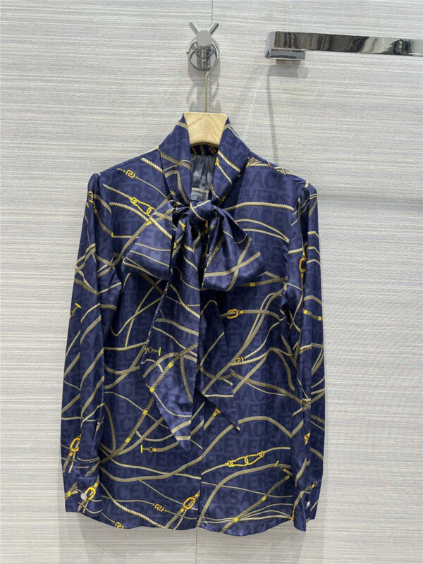Versace chain print silk shirt replicas clothes