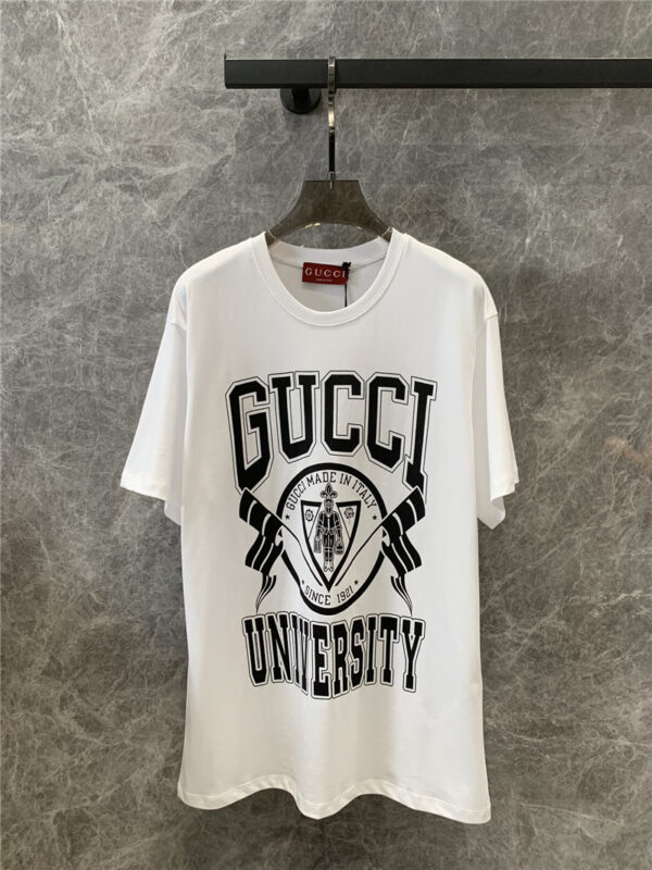 gucci printed round neck short sleeve t-shirt replica d&g clothing