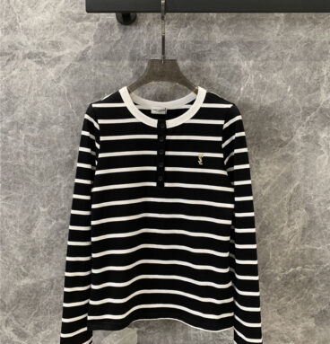 YSL black and white striped long-sleeved T-shirt replicas clothes
