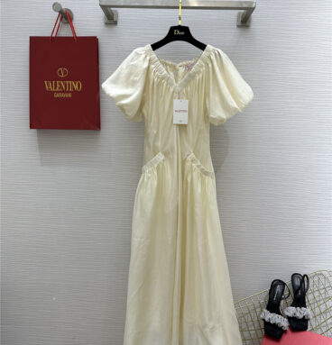 valentino v neck puff sleeve dress replicas clothes
