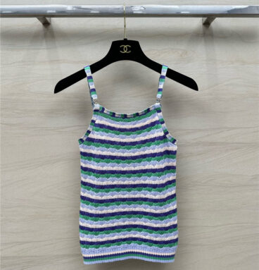 Chanel dopamine color striped knitted camisole replica d&g clothing