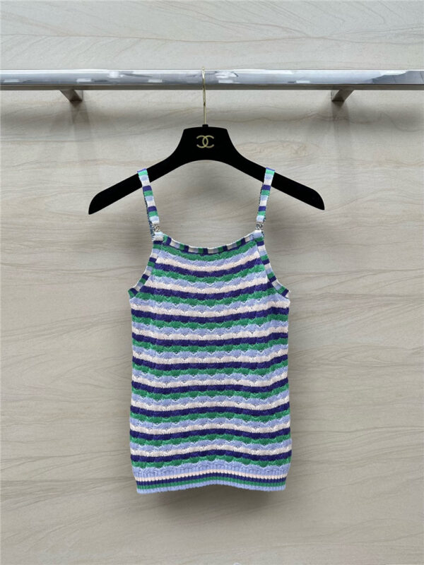 Chanel dopamine color striped knitted camisole replica d&g clothing