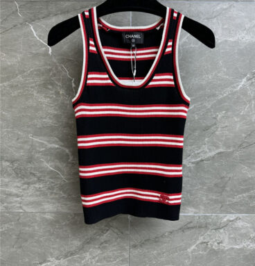 Chanel contrast striped vest replicas clothes