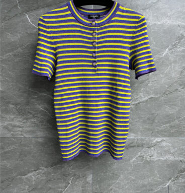 Chanel striped knit short sleeve replica clothing sites
