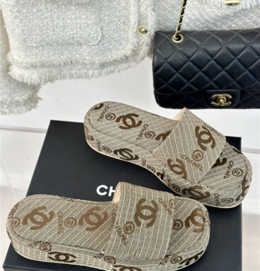 Chanel double C old flower thick-soled slippers replica shoes