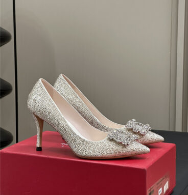 Roger Vivier flower diamond buckle high heels replica shoes