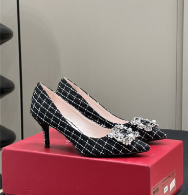 Roger Vivier flower diamond buckle high heels replica shoes